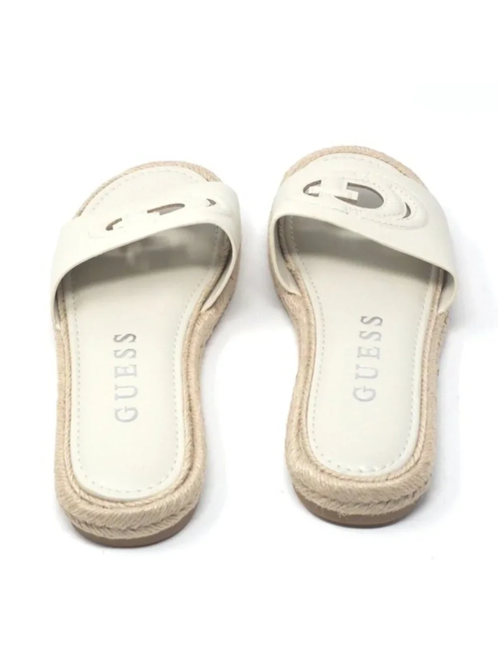 Guess Katica Cream 150 Logo Espadrille Slide Sandals US 7.5M